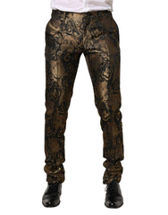 Dolce & Gabbana Gold Jacquard Dress Formal Men Trouser Pants