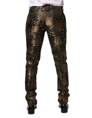 Dolce & Gabbana Gold Jacquard Dress Formal Men Trouser Pants