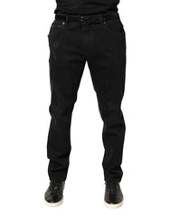 Dolce & Gabbana Black Tattered Skinny Cotton Denim Jeans