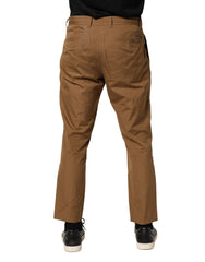 Dolce & Gabbana Brown Cotton Straight Chino Men Trouser Pants