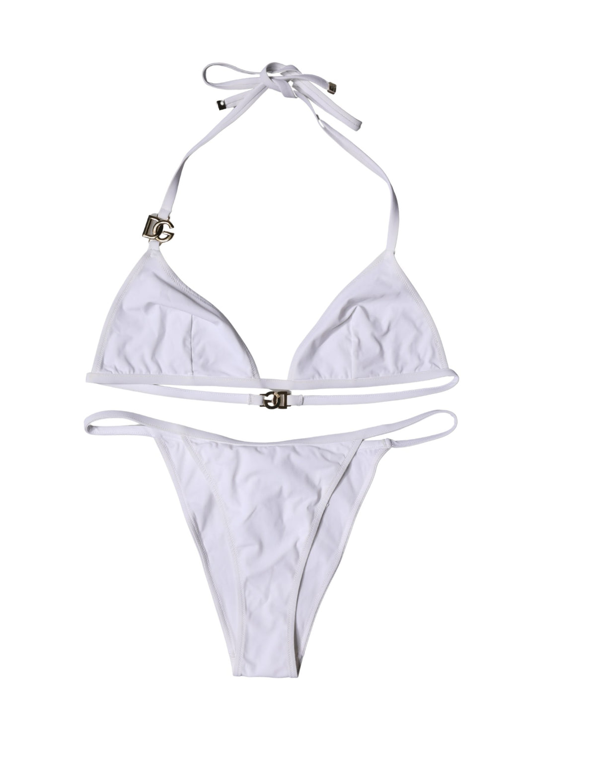Dolce & Gabbana White Logo Swimsuit 2 Piece Top Bottom Swimwear