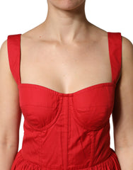 Dolce & Gabbana Red Cotton A-Line Sleeveless Mini Dress