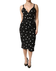 Dolce & Gabbana Black Polka Dotted Viscose Sheath Dress
