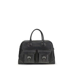 Brunello Cucinelli Black Calf Leather Bos Taurus Shoulder Bag