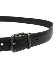 Dolce & Gabbana Men Black Classic Leather Metal Buckle Belt