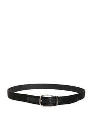 Dolce & Gabbana Men Black Classic Leather Metal Buckle Belt