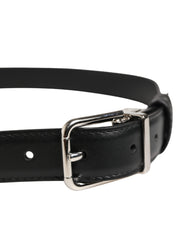 Dolce & Gabbana Men Black Classic Leather Metal Buckle Belt