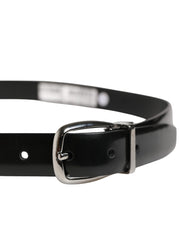 Dolce & Gabbana Men Black Classic Leather Metal Buckle Belt
