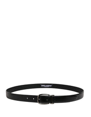 Dolce & Gabbana Men Black Classic Leather Metal Buckle Belt