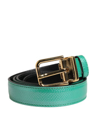 Dolce & Gabbana Men Green Classic Leather Metal Buckle Belt
