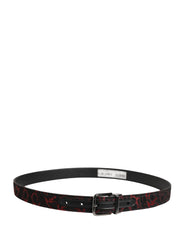Dolce & Gabbana Black Red Polyester Silver Metal Buckle Belt