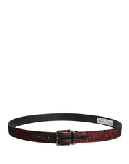 Dolce & Gabbana Men Red Jacquard Acetate Metal Buckle Belt