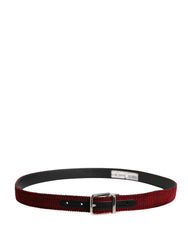 Dolce & Gabbana Men Red Velvet Leather Metal Buckle Belt