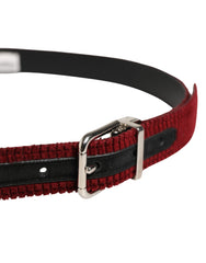 Dolce & Gabbana Men Red Velvet Leather Metal Buckle Belt