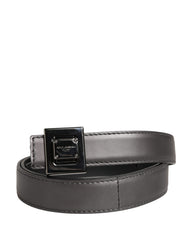 Dolce & Gabbana Men Silver Classic Leather Square Buckle Belt