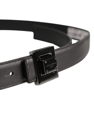 Dolce & Gabbana Men Silver Classic Leather Square Buckle Belt