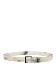 Dolce & Gabbana Men White Floral PVC Silver Metal Buckle Belt