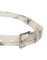 Dolce & Gabbana Men White Floral PVC Silver Metal Buckle Belt