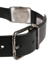 Dolce & Gabbana Men Black Classic Leather Metal Buckle Belt