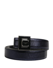 Dolce & Gabbana Men Black Classic Leather Square Buckle Belt
