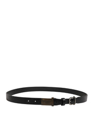 Dolce & Gabbana Men Black Classic Leather Logo Buckle Belt