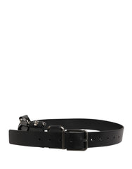 Dolce & Gabbana Black Calf Leather Silver Metal Buckle Belt