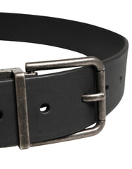 Dolce & Gabbana Men Black Classic Leather Metal Buckle Belt