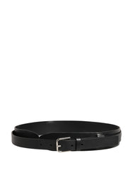 Dolce & Gabbana Men Black Classic Leather Metal Buckle Belt
