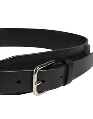 Dolce & Gabbana Men Black Classic Leather Metal Buckle Belt