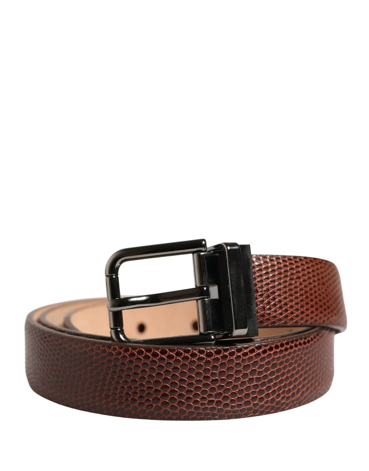 Dolce & Gabbana Men Brown Goatskin Leather Metal Buckle Belt