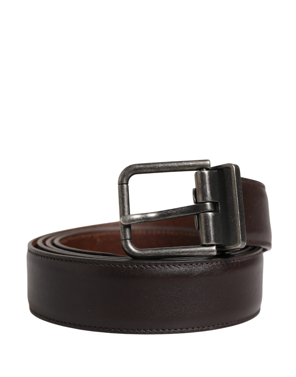 Dolce & Gabbana Men Brown Classic Leather Metal Buckle Belt