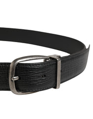 Dolce & Gabbana Men Black Classic Leather Metal Buckle Belt