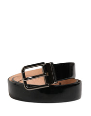 Dolce & Gabbana Men Black Classic Leather Metal Buckle Belt