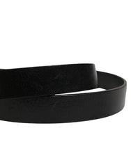 Dolce & Gabbana Men Black Classic Leather Logo Buckle Belt
