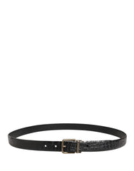 Dolce & Gabbana Men Black Exotic Leather Metal Buckle Belt