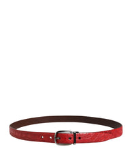 Dolce & Gabbana Men Red Exotic Leather Metal Buckle Belt