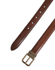 Dolce & Gabbana Men Brown Classic Leather Metal Buckle Belt
