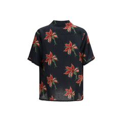 Valentino Black Linen Pattern Shirt