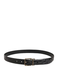 Dolce & Gabbana Men Black Exotic Leather Metal Buckle Belt