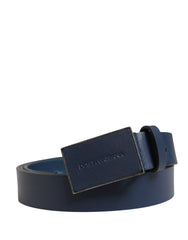 Dolce & Gabbana Dark Blue Calf Leather Logo Metal Buckle Belt