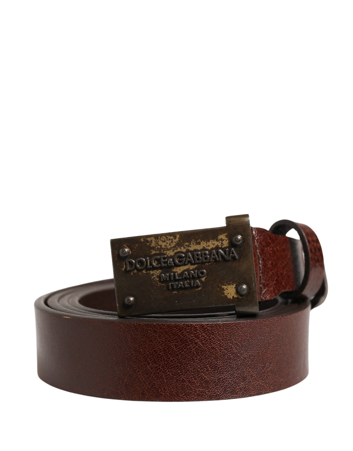 Dolce & Gabbana Men Brown Classic Leather Logo Buckle Belt