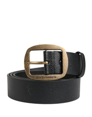 Dolce & Gabbana Men Black Classic Leather Metal Buckle Belt