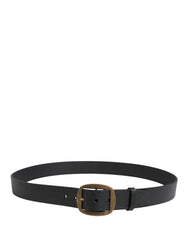 Dolce & Gabbana Men Black Classic Leather Metal Buckle Belt