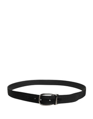 Dolce & Gabbana Men Black Viscose Silver Metal Buckle Belt