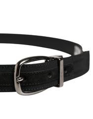 Dolce & Gabbana Men Black Viscose Silver Metal Buckle Belt