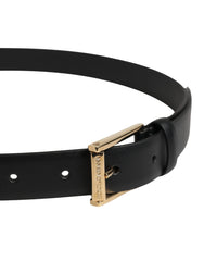 Dolce & Gabbana Men Black Classic Leather Metal Buckle Belt
