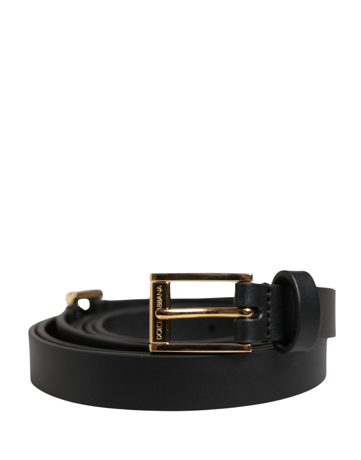 Dolce & Gabbana Men Black Leather Classic Metal Buckle Belt