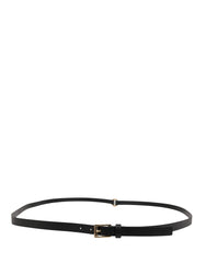 Dolce & Gabbana Men Black Leather Classic Metal Buckle Belt