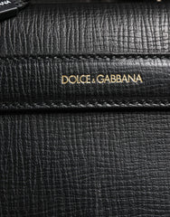 Dolce & Gabbana Black Car Man Applique Leather Weekender Borse Bag