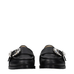 Jimmy Choo Black Leather Slip-On Loafers